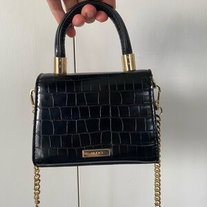 ALDO Black Croc Print Purse